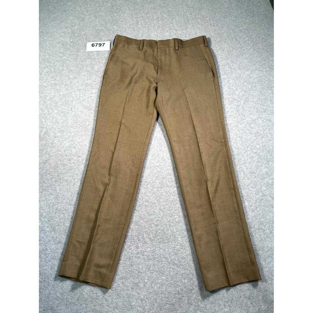 Louis Raphael Tailored Dress Pants 32x30 Brown Flat Front Straight Leg Formal